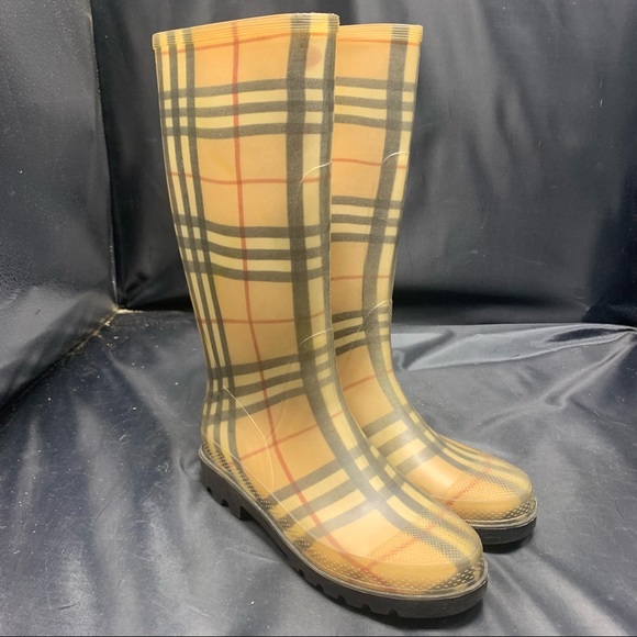 BURBERRY Haymarket Rain Boots Plaid Check Pattern - Picture 4 of 11
